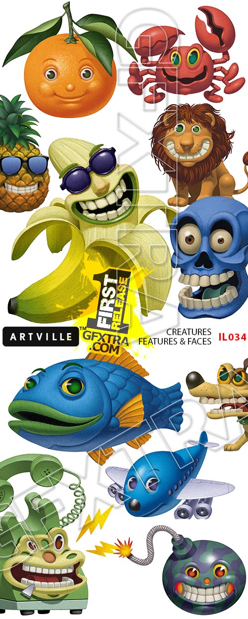 Artville Illustraitons IL034 Creatures, Features & Faces