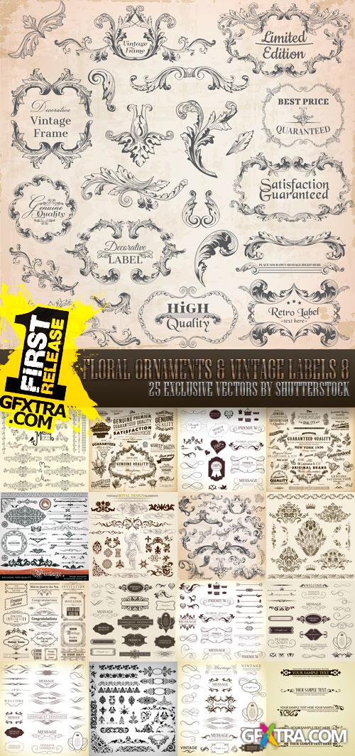 Amazing SS - Floral Ornaments & Vintage Labels 8, 25xEPS