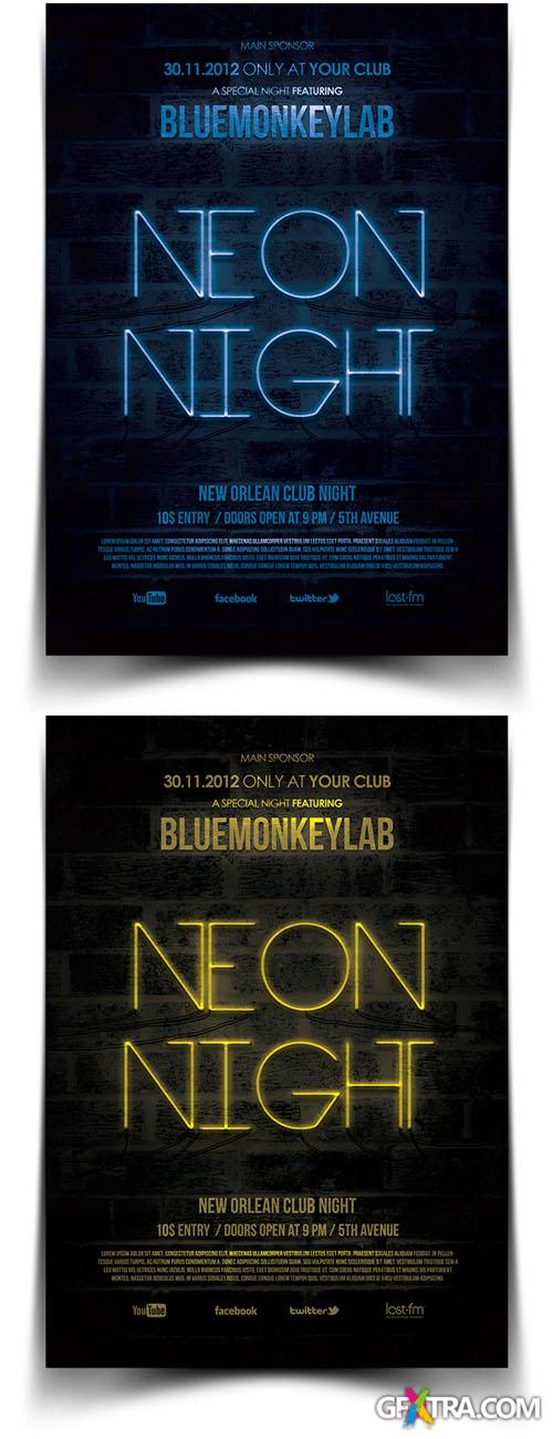 Neon Night Party Flyer/Poster PSD Template