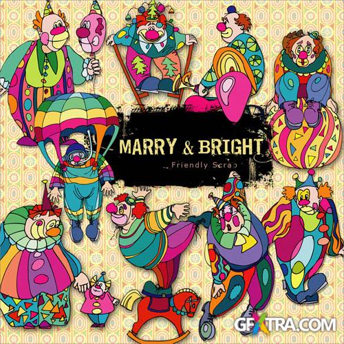 Scrap-kit - Merry & Bright - Painted Clown PNG Illustrations