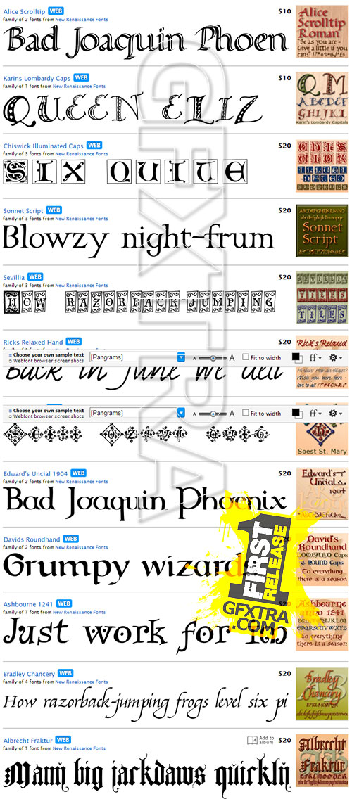 New Renaissance Commercial Fonts Bundle $210