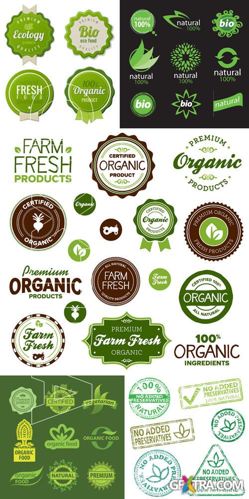 ECO, BIO, Natural & Organic Vector Labels Set #4