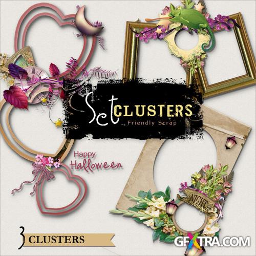 Scrap-kit - Romantic Cluster Frames With Flowers