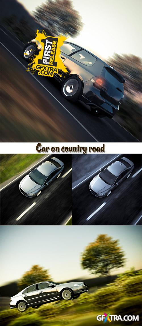 Stock Photo: Car on country road