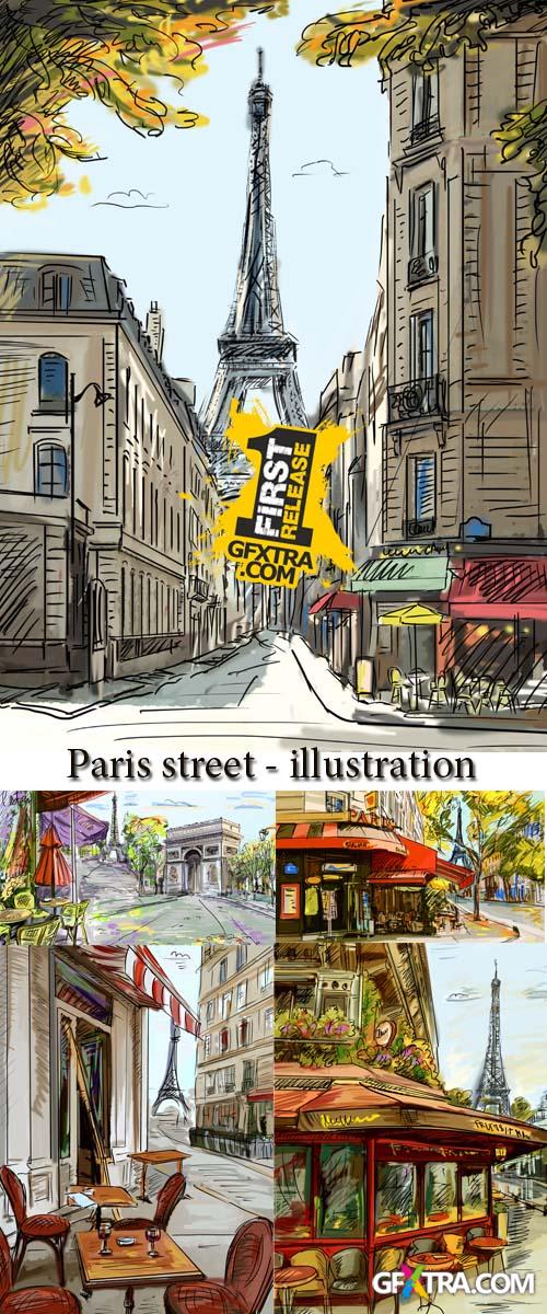 Stock Photo: Paris street - illustration