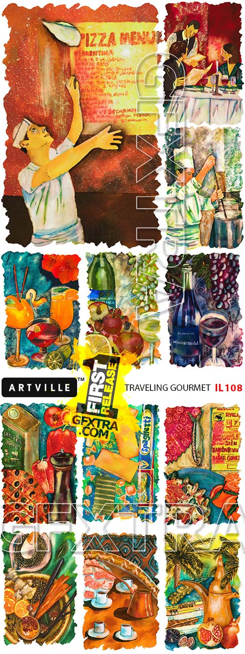 ArtVille Illustrations IL108 Traveling Gourmet