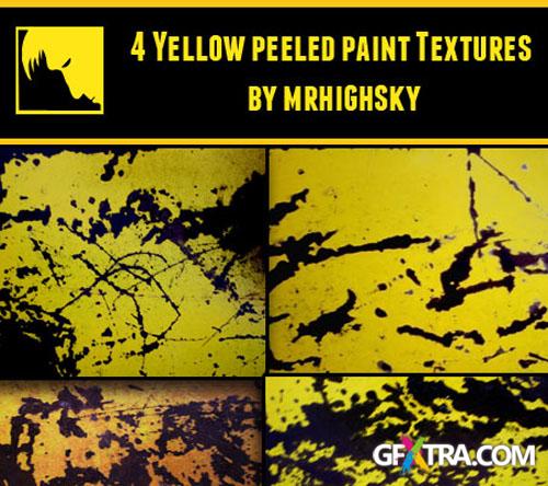 4 Yellow Peeled Paint Textures