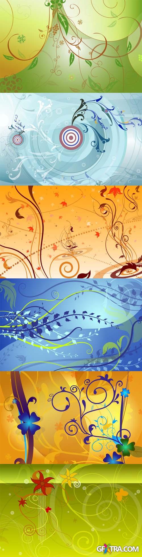 Vector Backgrounds with Abstract Flowers vol.1