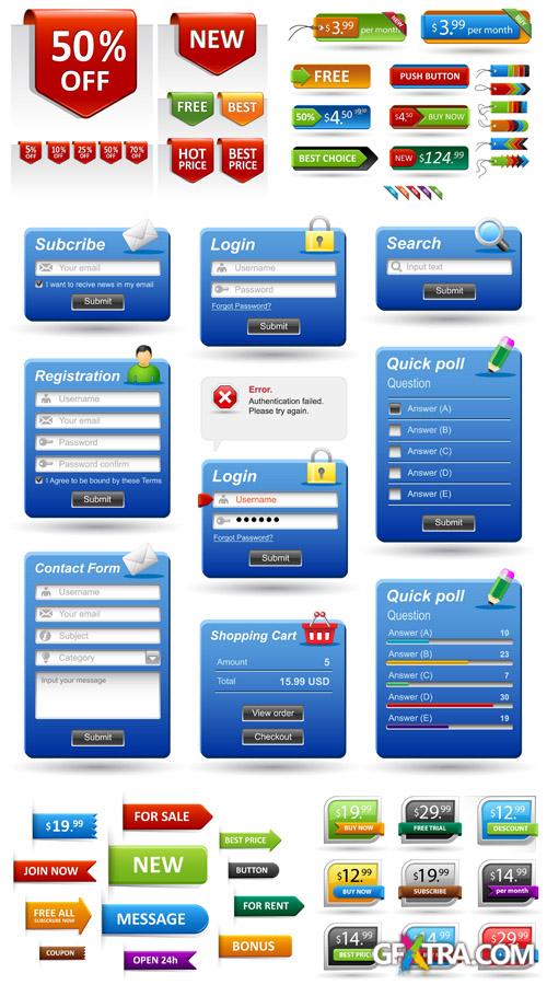 WEB Elements and Buttons Vector Set #4