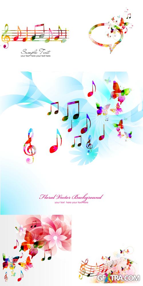 Musical Backgrounds Vector Set #4