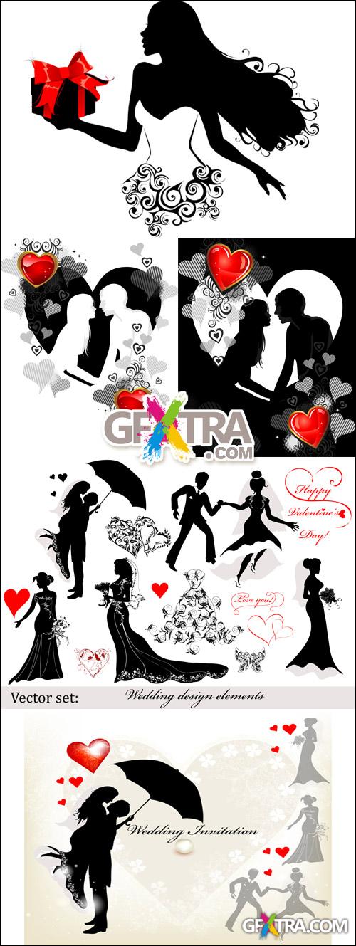 Silhouettes of People to a Wedding & Valentine's Day 5xEPS