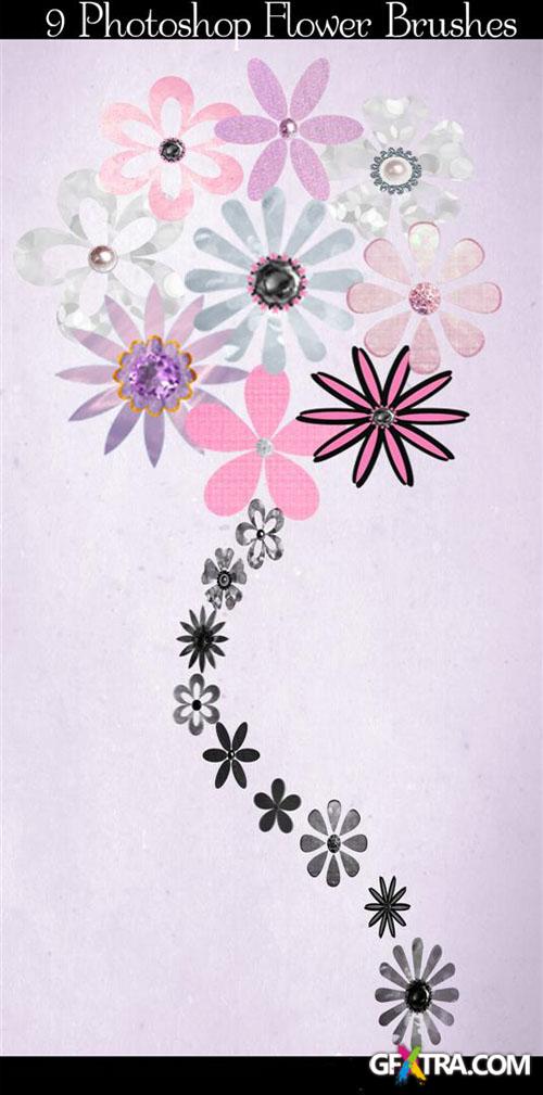 9 Flower Photoshop Brushes and Cutouts
