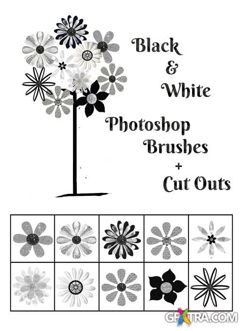 Black And White Flower Photoshop Brushes and Cutouts