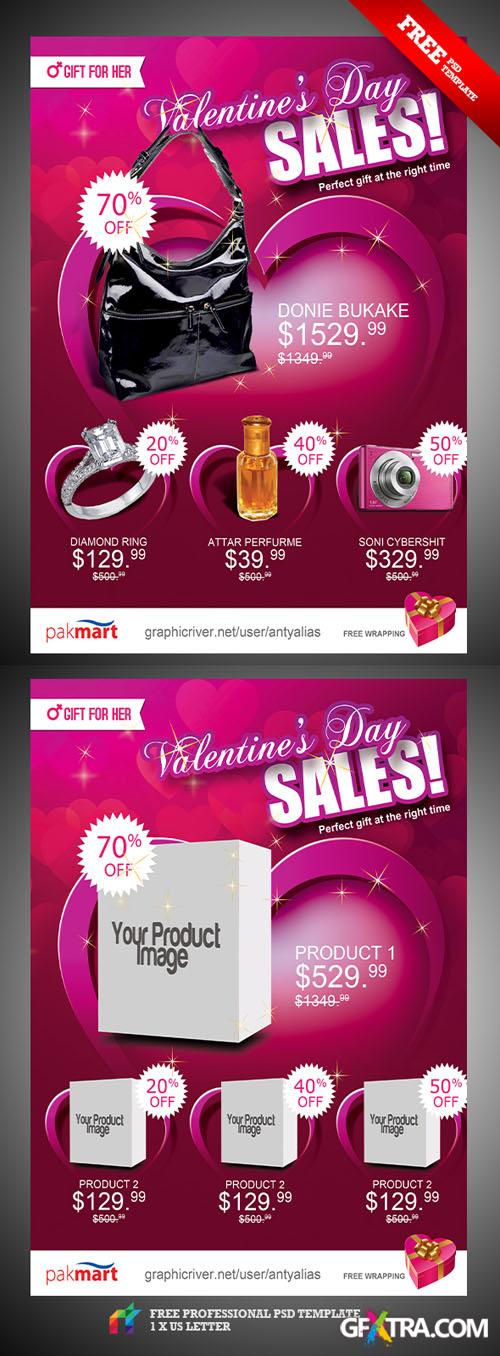 Valentine Day Sale Flyer/Poster PSD Template