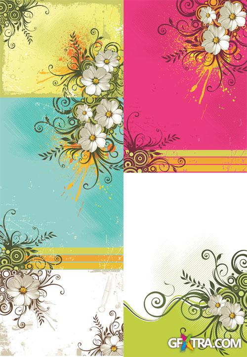 Beautiful Vintage Vector Flowers Backgrounds