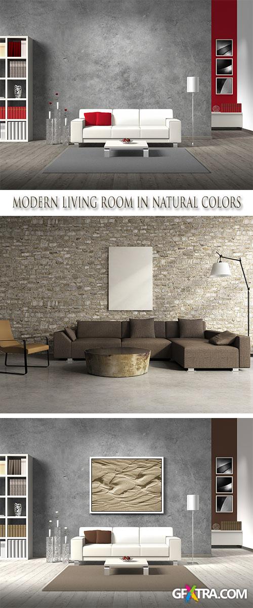 Stock Photo: Modern living room in natural colors