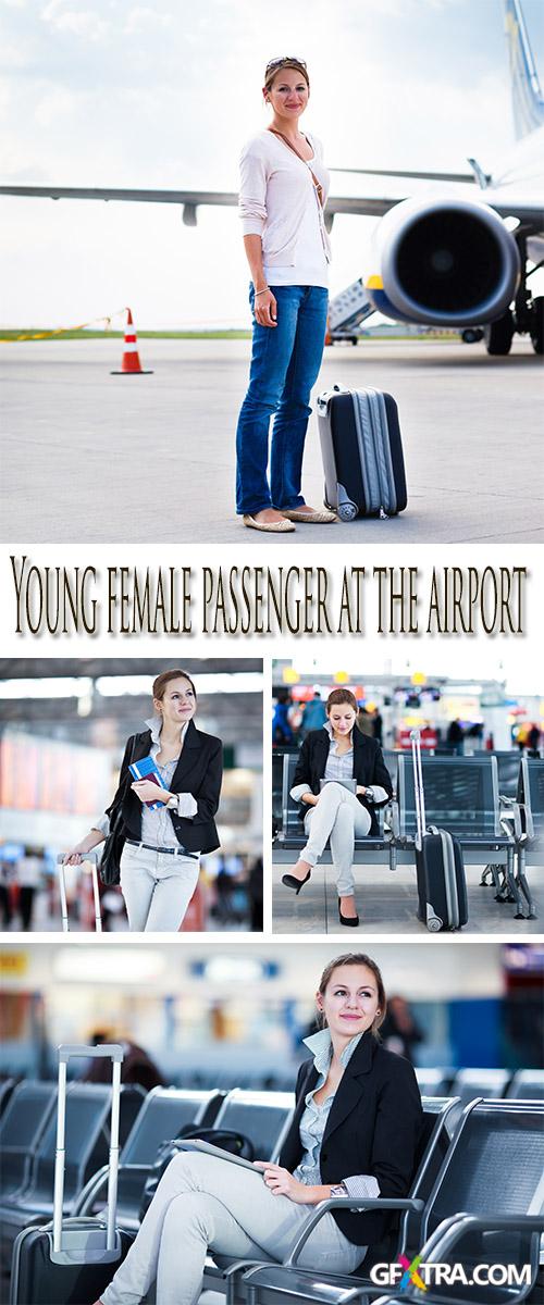 Stock Photo: Young female passenger at the airport