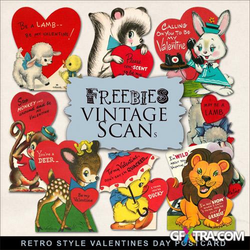 Scrap-kit - Retro Style Valentines Day Postcards