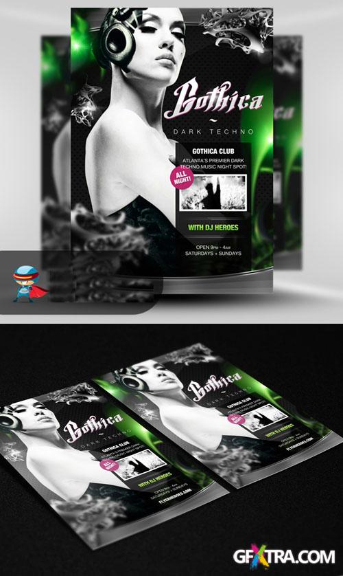 Gothica Techno Party Flyer/Poster PSD Template