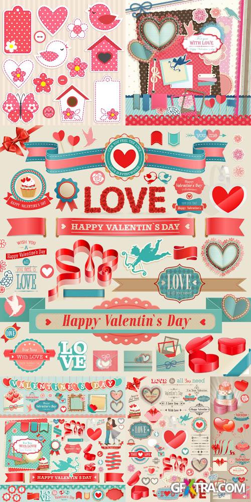 Romantic Scrap Vector Set