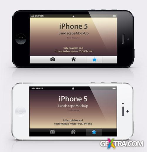 iPhone 5 Landscape Mockup PSD Template