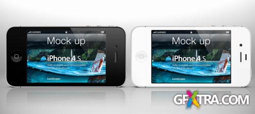 iPhone 4s Psd Landscape Mockup PSD Template