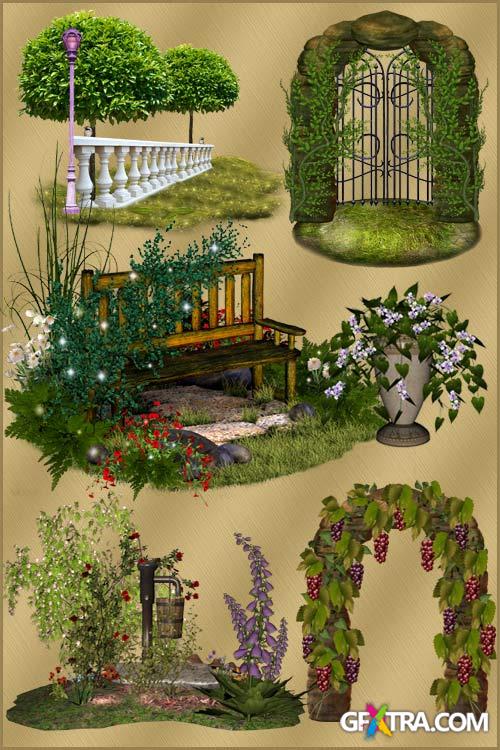 Clipart PNG - Arch trees and flowers