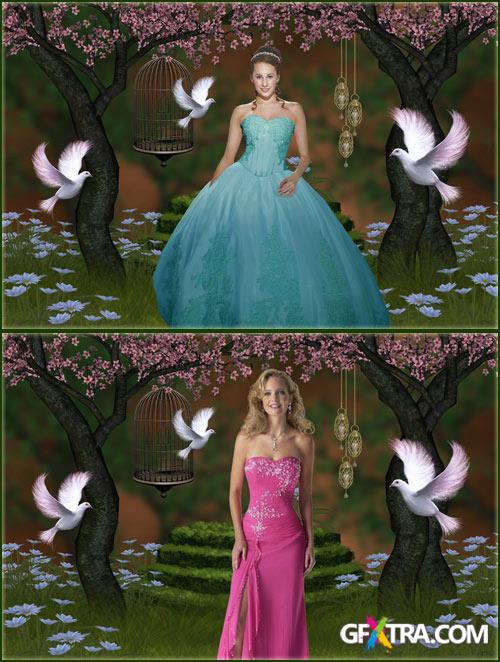 Female template - Girls in fairy garden