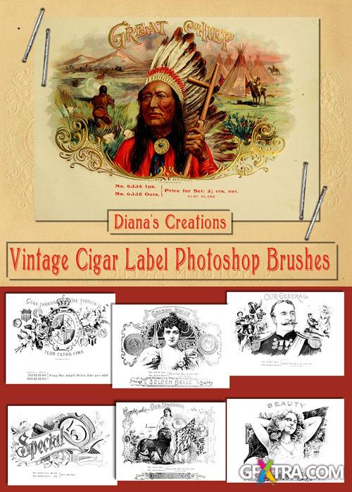 Vintage Cigar Box Label Photoshop Brushes