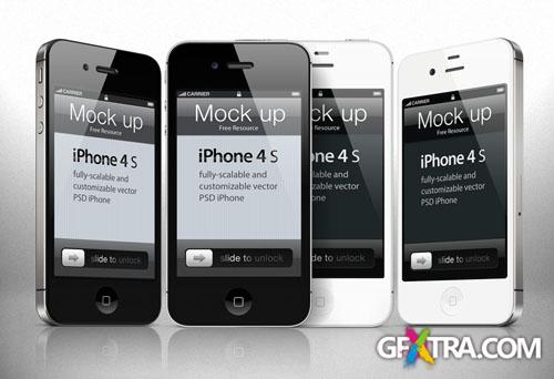 iPhone 4s Vector Mockup PSD Template