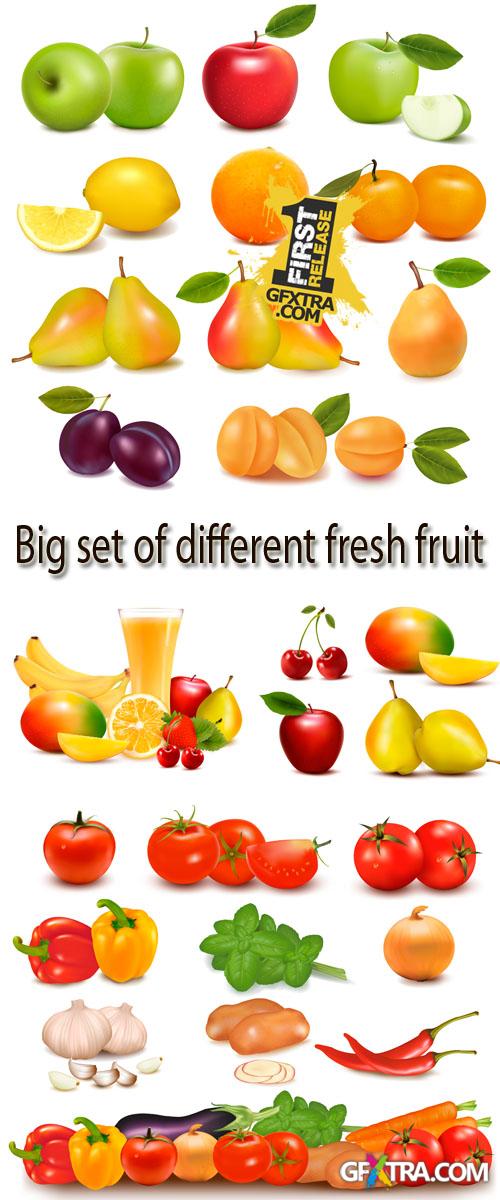 Stock: Big set of different fresh fruit and vegetables