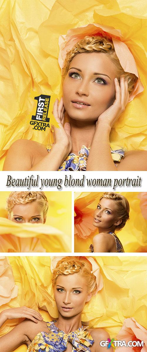 Stock Photo: Beautiful young blond woman portrait