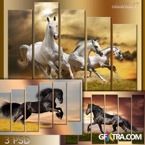 PSD sources Polyptych - Horse jumps