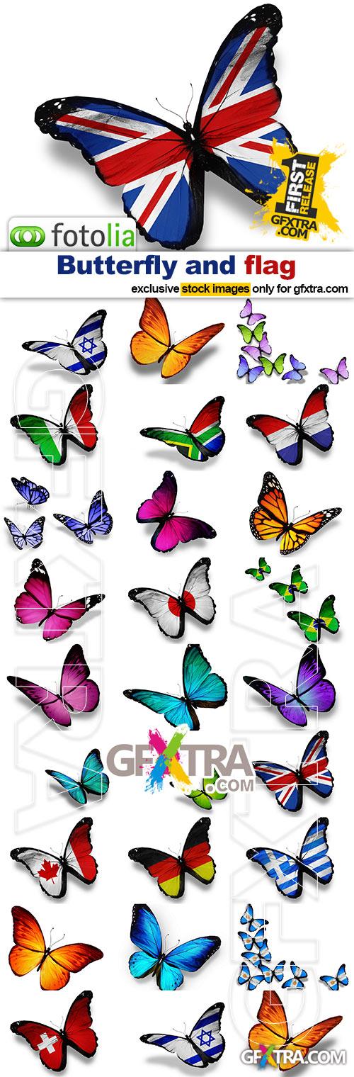 Butterfly and country flags - 25x JPEGs