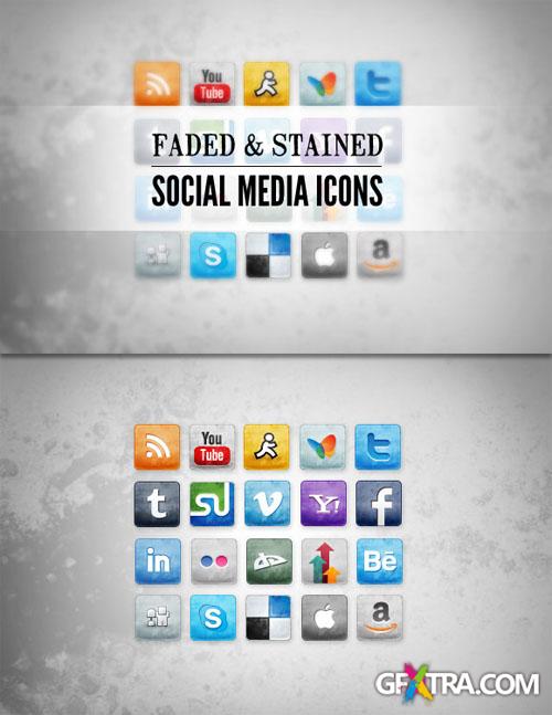 WeGraphics - Stained and Faded Social Media Icons