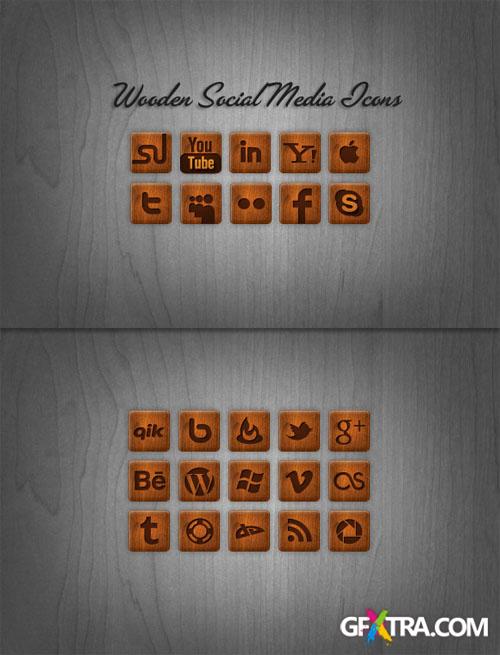 WeGraphics - Wooden Social Media Icon Pack