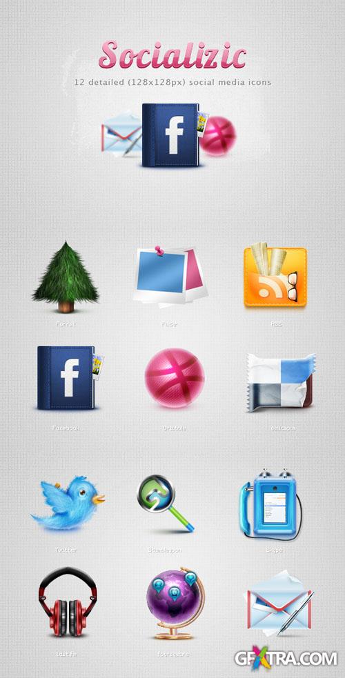 WeGraphics - Socializic, detailed social media icons