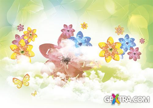 PSD Source - Spring Background 2013 - Flowers in the Clouds