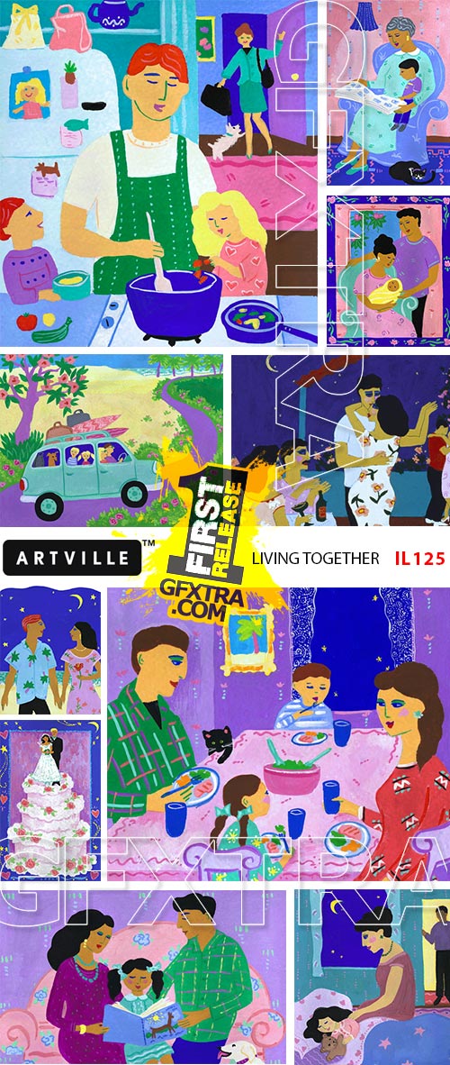 ArtVille Illustrations IL125 Living Together