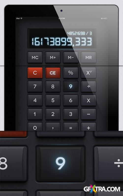 Pixeden - iPad Psd Calculator UI Kit