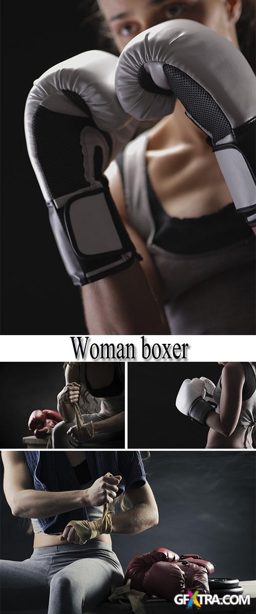 Stock Photo: Woman boxer