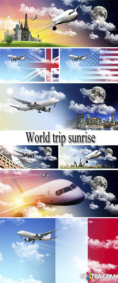 Stock Photo: World trip sunrise