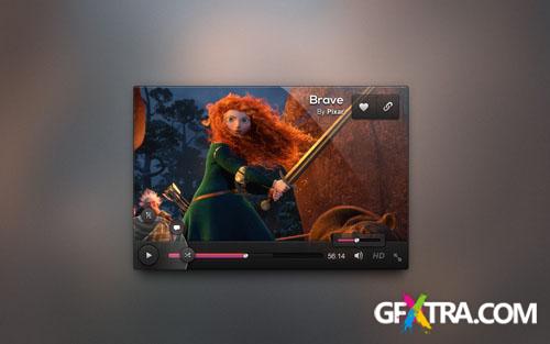 Pixeden - Dark UI Video Player Design Psd