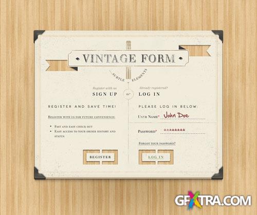 Pixeden - Vintage Sign Up Login Form Psd