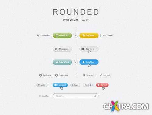 Pixeden - Rounded Psd Web UI Set