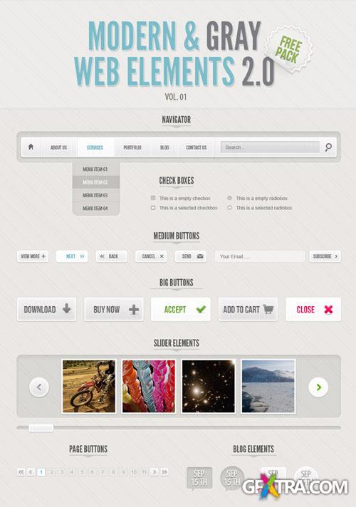 Pixeden - Classic Grey Psd Web UI Set