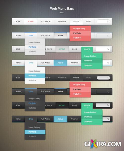 Pixeden - Psd Web Menu Bars Vol1