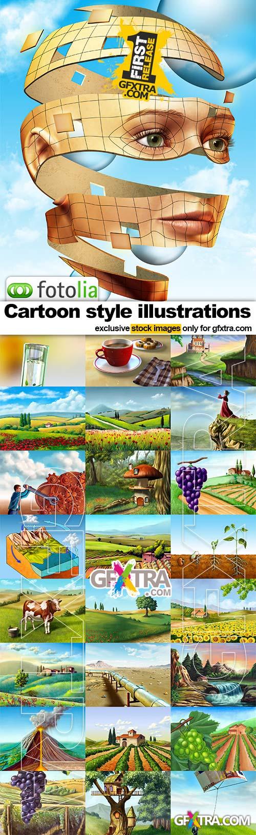 Cartoon style illustrations - 25x JPEGs