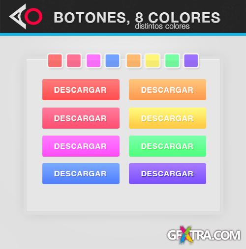 PSD Web Design - 8 Colored Buttons