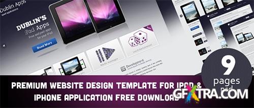 PSD Website Design Template for iPad and iPhone Application